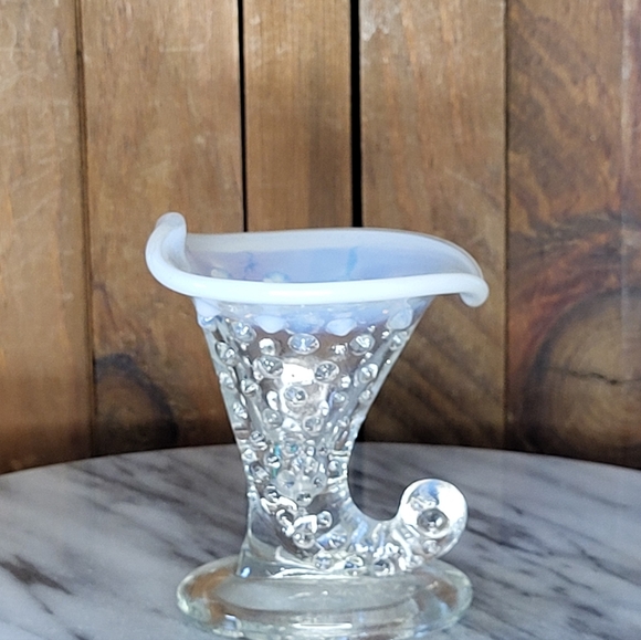 Fenton Blue and Clear Glass Vase - Picture 8 of 12
